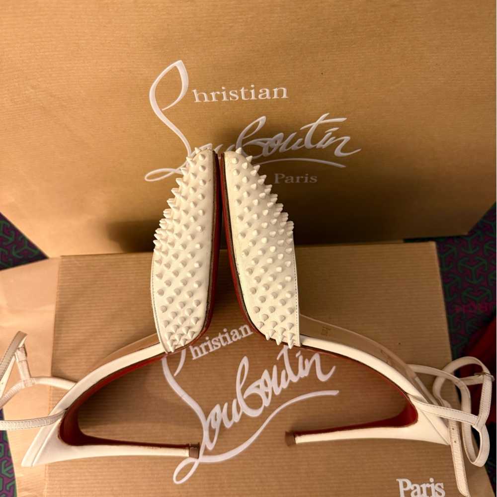 Christian Louboutin Baila Spike 100 Kid Neige size 7 designer stiletto heels - Picture 14 of 16
